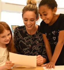 Lower school teacher with students